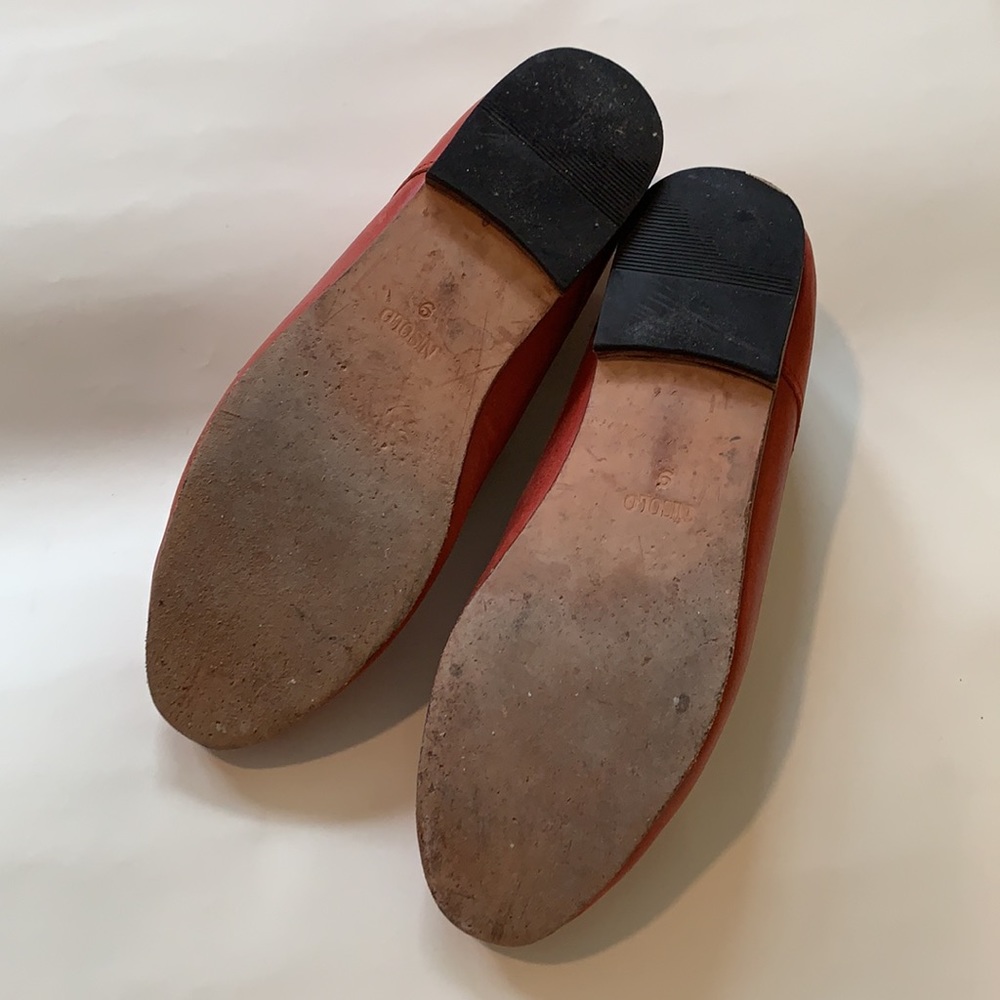 Nisolo Red Leather Lace-Up Flats - Picture 2 of 2